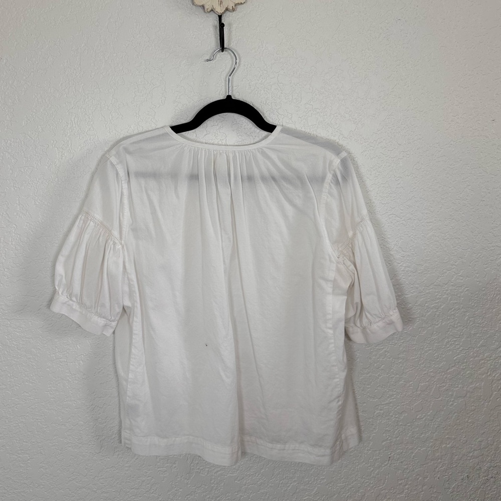 Madewell White Puff Sleeve blouse Top 100% cotton size large - Picture 5 of 10